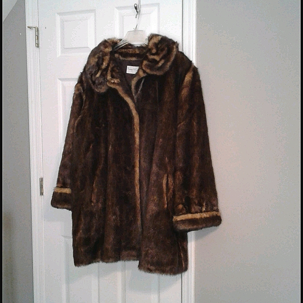 Faux fur plus size coat